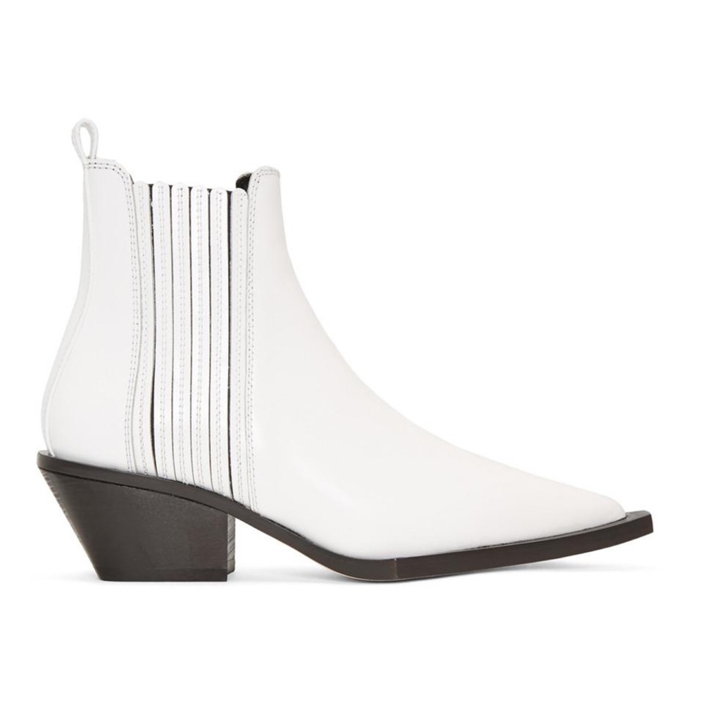 Helmut Lang White Cowboy Boots 38